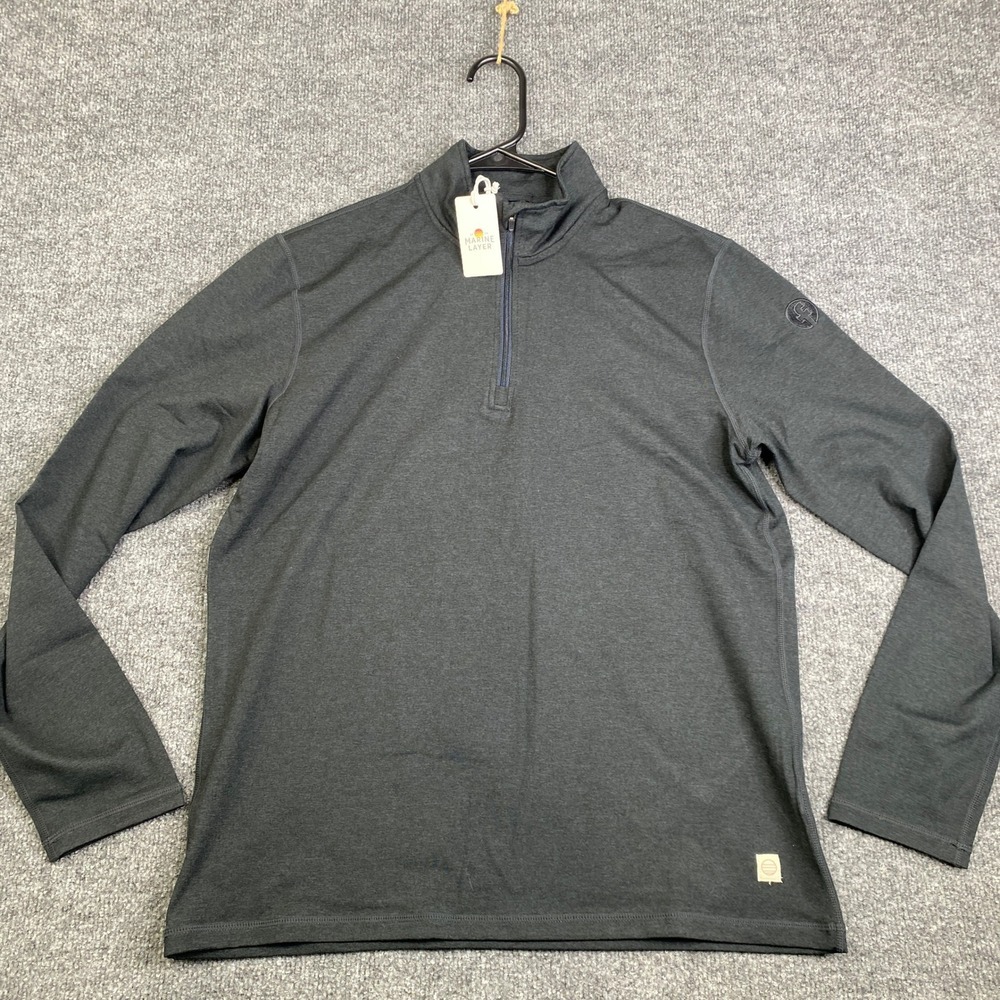 Marine Layer Mens Re-Spun Sport Quarter Zip Pullover Charcoal Small NEW